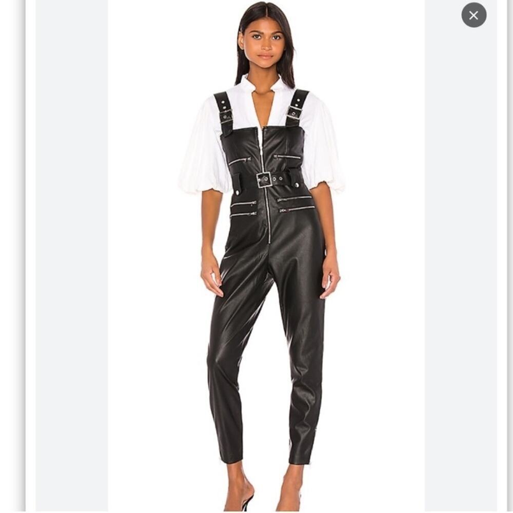WEWOREWHAT Vegan Black Leather Moto Overalls